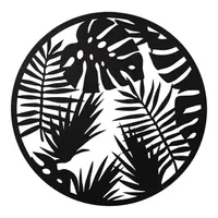 Wandecoratie tropical leaf rond - thumbnail