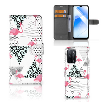 OPPO A16/A16s/A54s Telefoonhoesje met Pasjes Flamingo Triangle