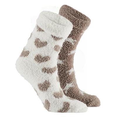 Apollo bedsokken / huissokken - kinderen - 2-pack - beige/wit - one size - Slaapsokken - Slofsokken