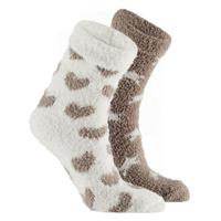 Apollo bedsokken / huissokken - kinderen - 2-pack - beige/wit - one size - Slaapsokken - Slofsokken