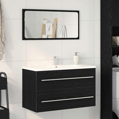 Spoelbakkast Zwart Eiken 80x38,5x48 cm Engineered Wood