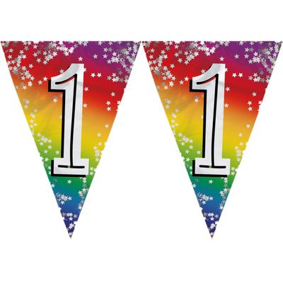 3x stuks vlaggenlijn 1 jaar versiering vlaggetjes slinger 6 meter