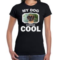 Deense dog honden t-shirt my dog is serious cool zwart voor dames - thumbnail