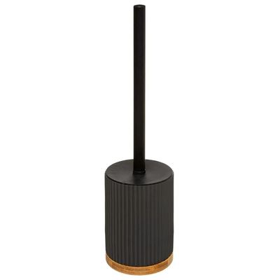 WC-/toiletborstel met houder rond zwart polyresin/steen 40 cm