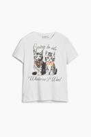 T-shirt met katten en strass - WHITE - S