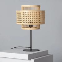 Rotan tafellamp E27 fitting schakelaar &apos;Isaksson&apos; 30 cm