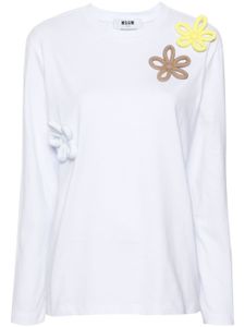 MSGM t-shirt en coton à appliqués fleurs - Blanc