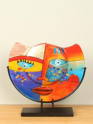 Glazen vaas Gezicht op standaard, 36 cm