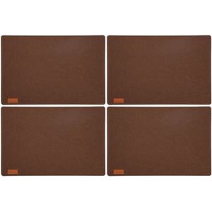 12x stuks rechthoekige placemats met ronde hoeken polyester cappuccino bruin 30 x 45 cm