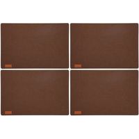 12x stuks rechthoekige placemats met ronde hoeken polyester cappuccino bruin 30 x 45 cm