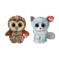 Ty - Knuffel - Beanie Buddy - Percy Owl & Opal Cat - thumbnail