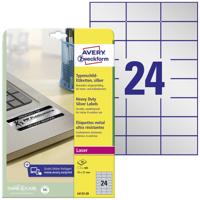 Avery-Zweckform L6133-20 Etiketten voor typeplaatjes 70 x 37 mm Polyester folie Zilver 480 stuk(s) Permanent hechtend Laser (zwart/wit), Kopiëren (zwart/wit),