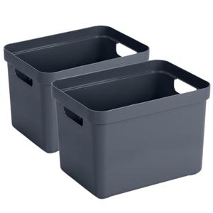 Sunware Opbergbox Sigma - 2x - kunststof - donkerblauw - 18 liter - Opbergbakken/opbergers