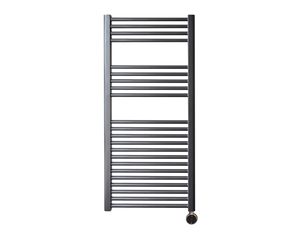 Sanicare elektrische design radiator 45x112cm gunmetal met thermostaat rechts chroom