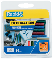 Rapid Lijmpatronen gekleurd | Glitter rood, groen en blauw | 7 mm x 90 mm | 36 stuks | Blister - 5001424 Rapid Lijmpatronen gekleurd | Glitter rood, groen en blauw | 7 mm x 90 mm | 36 stuks | Blister - 5001424