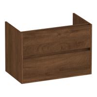Brauer Adore Wavy - Onderkast - 80 cm - met 2 Softclose Lades Greeploos en 1 Sifon Uitsparing - Forest Cacao