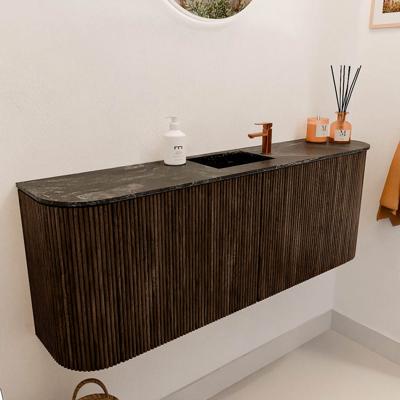 Toiletmeubel Mondiaz Joya Dlux | 113.2 cm | Meubelkleur Walnut | Faye wastafel Lava Wasbak Midden | 1 kraangat