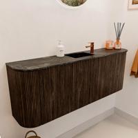 Toiletmeubel Mondiaz Joya Dlux | 113.2 cm | Meubelkleur Walnut | Faye wastafel Lava Wasbak Midden | 1 kraangat