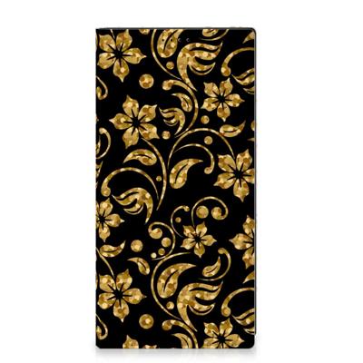 Samsung Galaxy S23 Ultra Smart Cover Gouden Bloemen Samsung Galaxy S23 Ultra Smart Cover Gouden Bloemen
