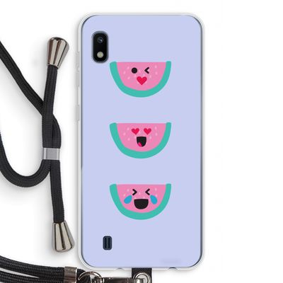 Smiley watermeloen: Samsung Galaxy A10 Transparant Hoesje met koord