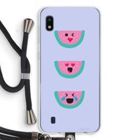 Smiley watermeloen: Samsung Galaxy A10 Transparant Hoesje met koord