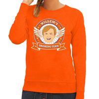 Koningsdag Willem drinking team sweater oranje dames 2XL  - - thumbnail