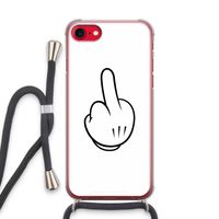 Middle finger white: iPhone SE 2020 Transparant Hoesje met koord