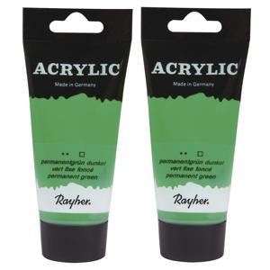 Acrylverf/hobbyverf op waterbasis - 2x - groen - 75 ml - Schilderen/knutselen