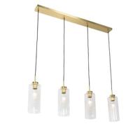 QAZQA Art Deco hanglamp goud met glas 4-lichts - Laura