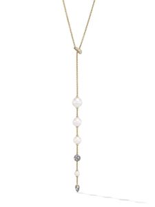 David Yurman collier en or 18ct serti de perles et de diamants