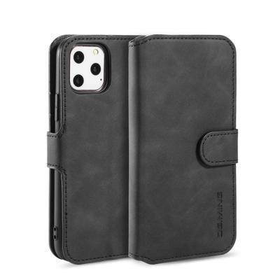 Dg. MING retro olie kant horizontale flip case met houder & kaartsleuven & portemonnee voor iPhone 11 Pro (zwart)