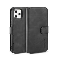 Dg. MING retro olie kant horizontale flip case met houder & kaartsleuven & portemonnee voor iPhone 11 Pro (zwart)