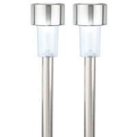 Lumineo Buiten/tuin Led prikstpot - 2x - RVS - zilver - solar verlichting - 24 cm