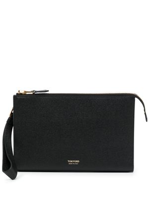 TOM FORD pochette en cuir à plaque logo - Noir