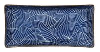 Donkerblauw/Wit Rechthoekig Bord - Seigaiha - 23 x 11.5 x 2.3cm