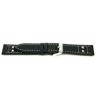 Horlogeband Universeel F165 Leder Zwart 18mm
