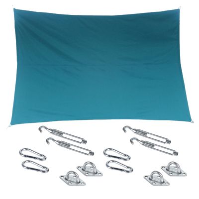 Premium kwaliteit schaduwdoek/zonnescherm Shae rechthoekig blauw 2 x 3 meter met ophanghaken