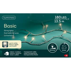 Kerstverlichting - 180 led lampjes -warm wit -1350 cm - transparant snoer -timer en dimmer