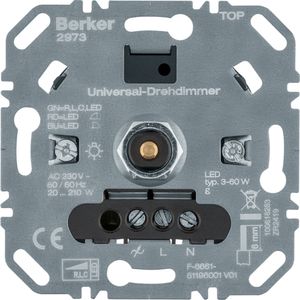 Berker LED dimmer 20-210W 2973 LED lampen draaidimmer bediening op een plaats geen wisselschakeling