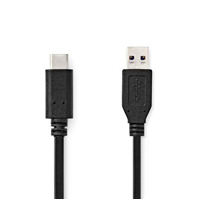 Nedis USB-Kabel | USB 3.2 Gen 2 | USB-A Male | USB-C™ Male | 60 W | 10 Gbps | Vernikkeld | 1.00 m | Rond | PVC | Zwart | Label - CCGL61650BK10
