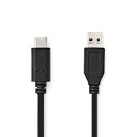 Nedis USB-Kabel | USB 3.2 Gen 2 | USB-A Male | USB-C™ Male | 60 W | 10 Gbps | Vernikkeld | 1.00 m | Rond | PVC | Zwart | Label - CCGL61650BK10