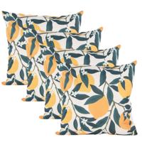 Buitenkussen citroenen - 4x - geel - 45 x 45 cm - Water en UVbestendig