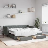 Slaapbank onderschuifbed en lades 90x190 cm stof donkergrijs
