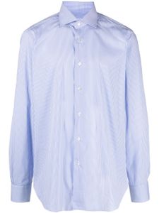 Barba chemise rayée à col italien - Bleu