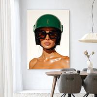 Urban Cotton Wandkleed 'Saint Laurent Helmet' 110 x 145cm in Frame - black