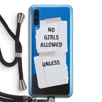 No Girls Allowed Unless: Samsung Galaxy A50 Transparant Hoesje met koord