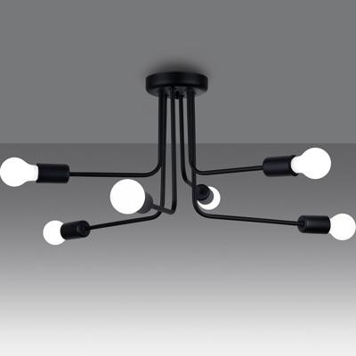 Minimalistische zwarte Kroonluchter NORAH 6