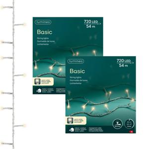 Kerstverlichting - 2x - 720 led lampjes -warm wit -5400 cm - transparant snoer -timer en dimmer