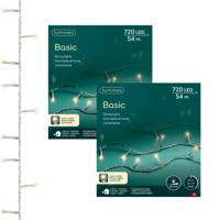 Kerstverlichting - 2x - 720 led lampjes -warm wit -5400 cm - transparant snoer -timer en dimmer