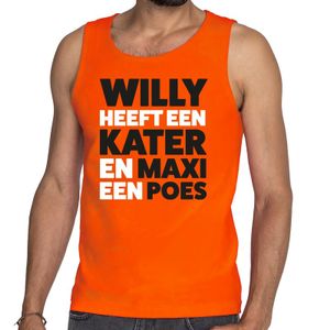 Oranje Koningsdag Maxi heeft een poes tanktop heren